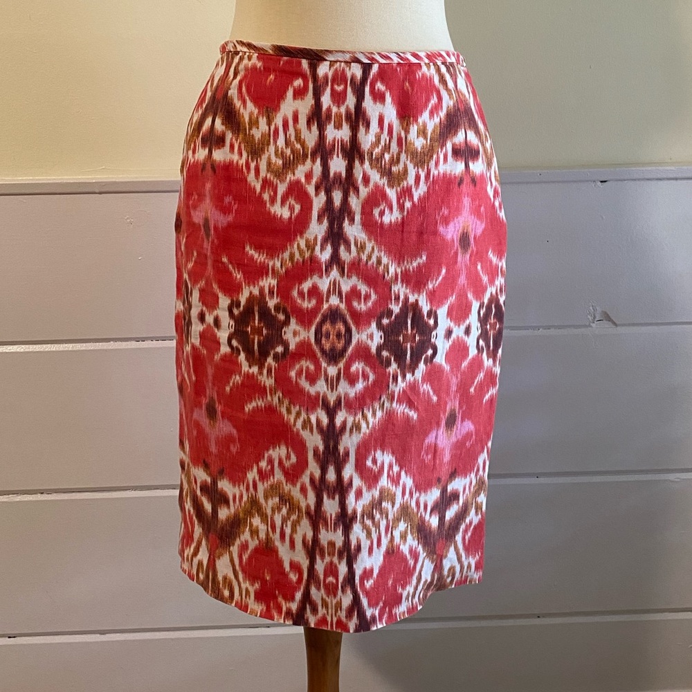 Ikat lined Linen Skirt by Peck & Peck size 6
